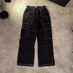 Rue21 Black Wide Leg Pants with Contrast Stitching